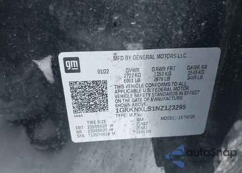 2022 GMC Acadia Awd Denali z USA, uszkodzony, nr VIN 1GKKNXLS1NZ123295